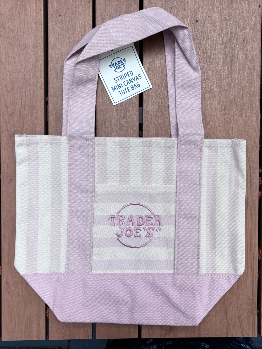 Trader Joe's Pink Stripe mini Canvas Tote